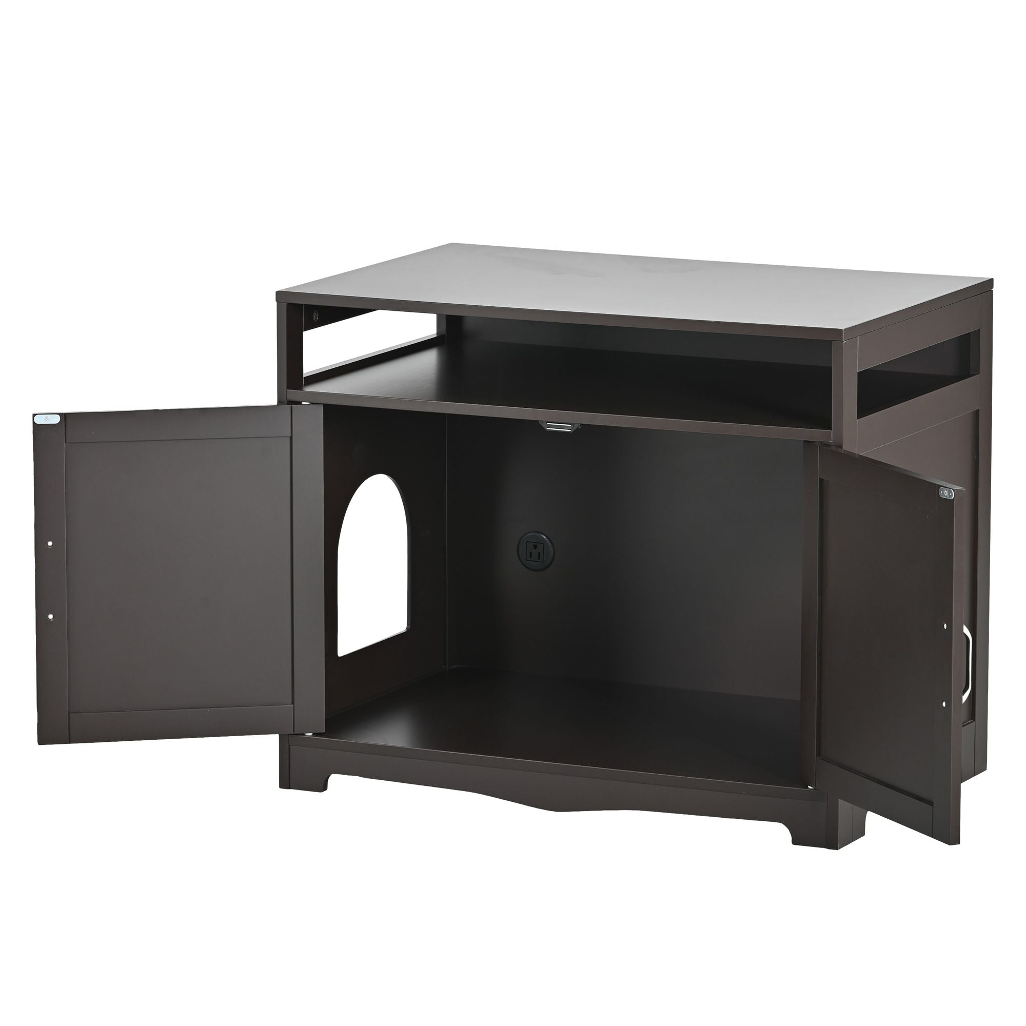 Multi-Functional Cat Litter Box Enclosure with Hidden Plug – Furniture That Hides Mess