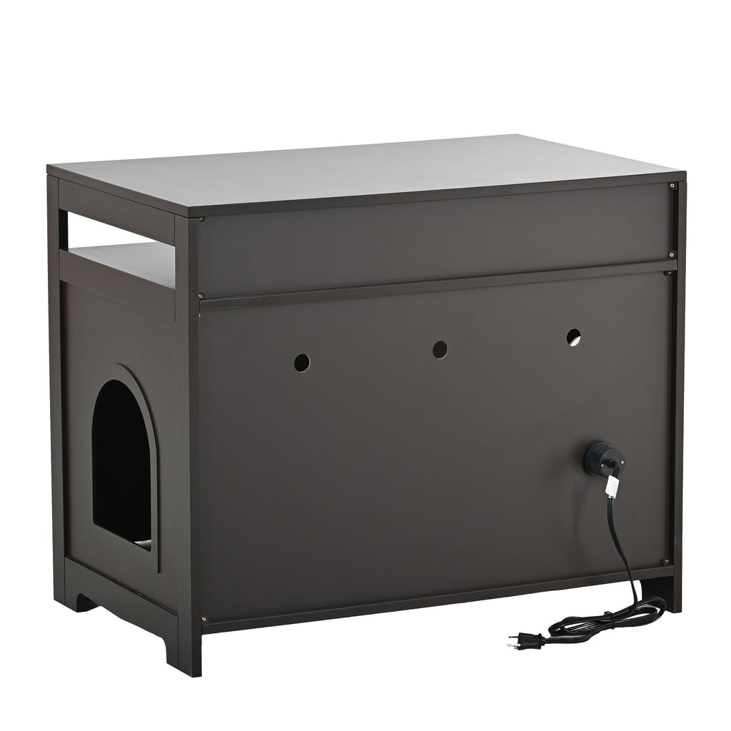 Multifunctional Litter Box Enclosure with Hidden Plug & Storage