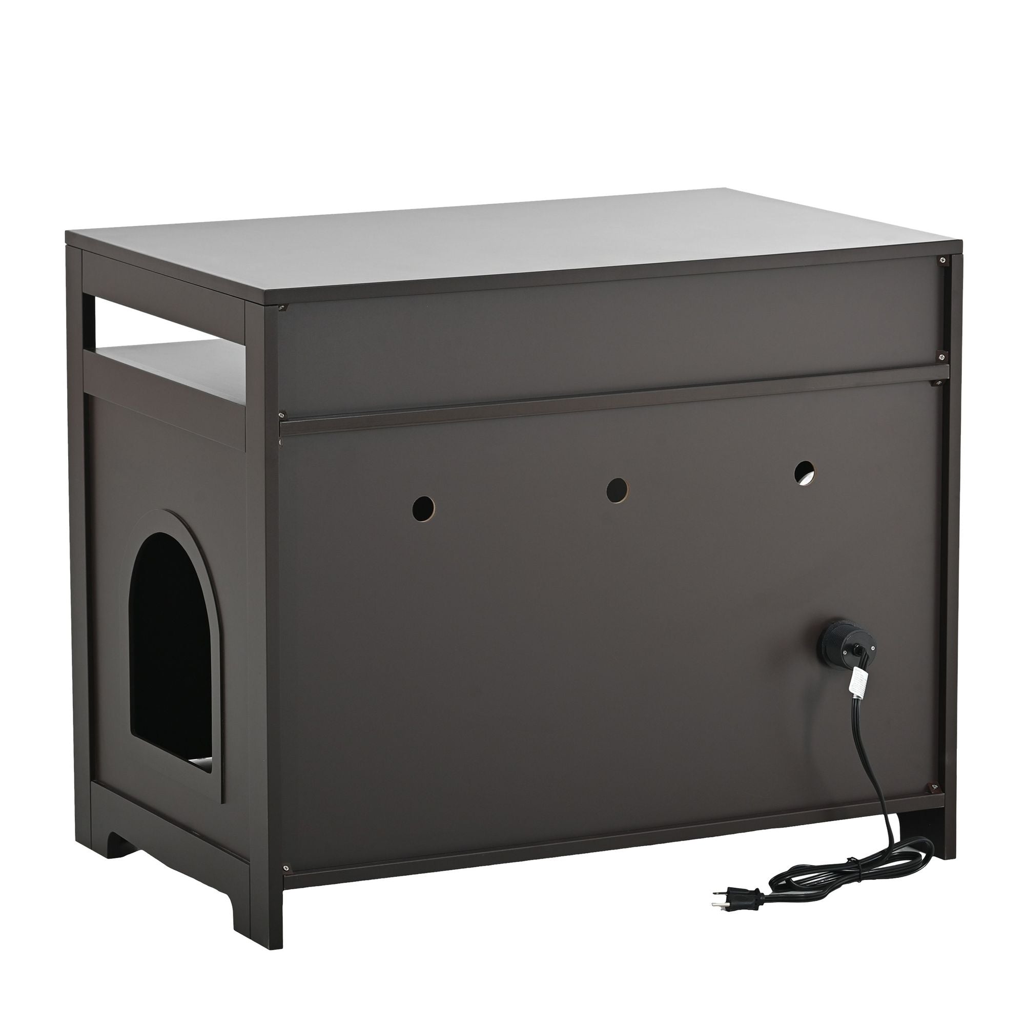 Multifunctional Litter Box Enclosure with Hidden Plug & Storage