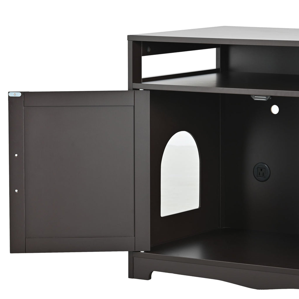 Multi-Functional Cat Litter Box Enclosure with Hidden Plug – Furniture That Hides Mess