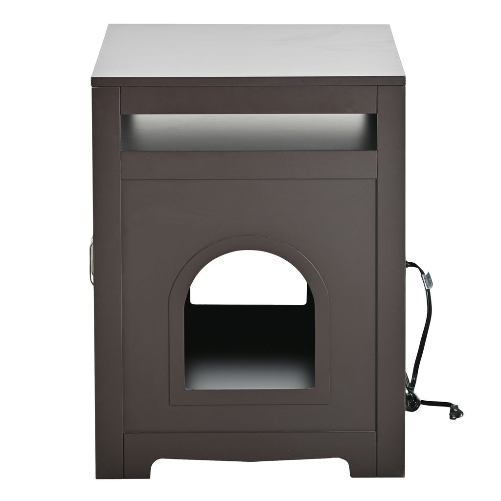 Multifunctional Litter Box Enclosure with Hidden Plug & Storage