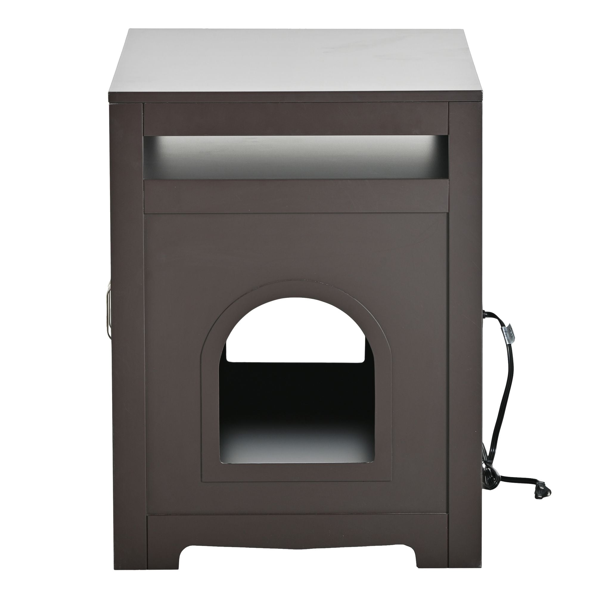 Multifunctional Litter Box Enclosure with Hidden Plug & Storage