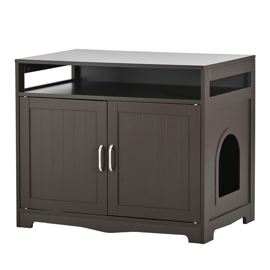 Multifunctional Litter Box Enclosure with Hidden Plug & Storage