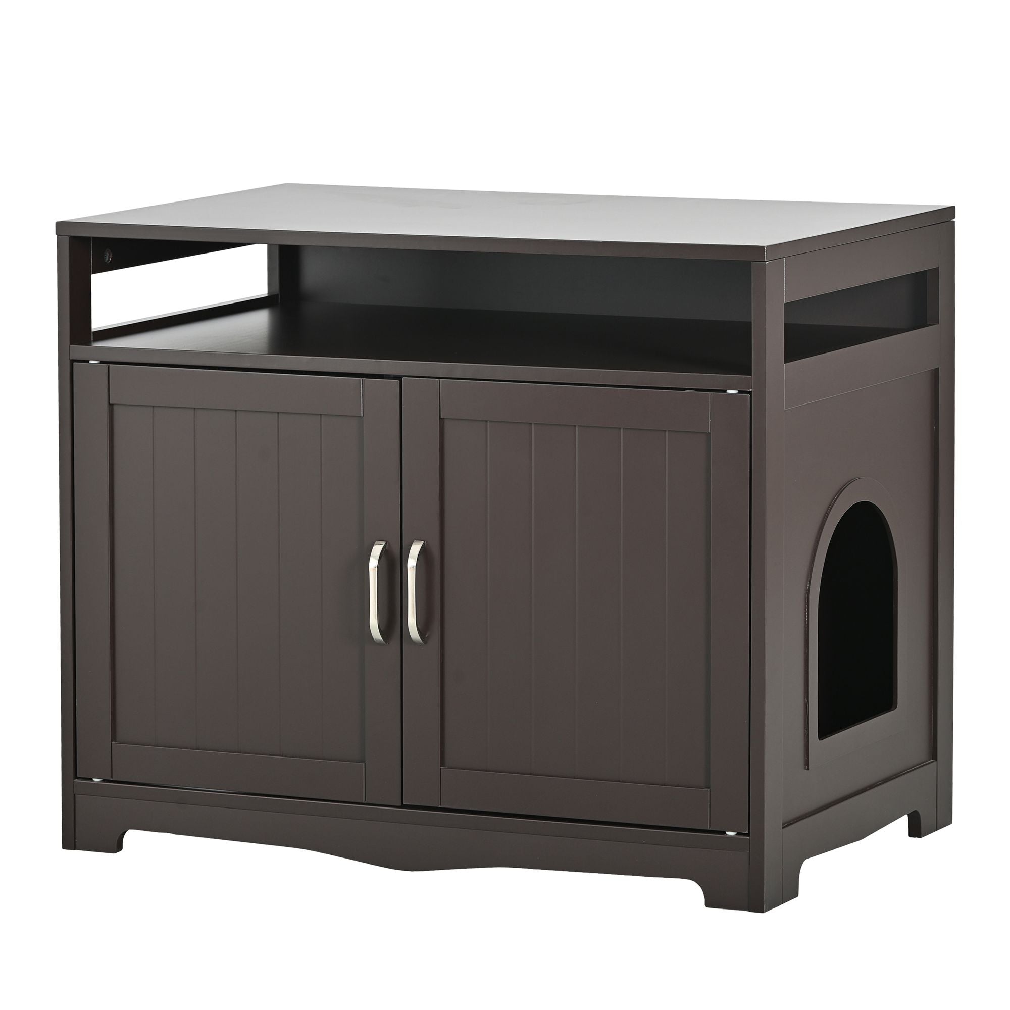 Multifunctional Litter Box Enclosure with Hidden Plug & Storage