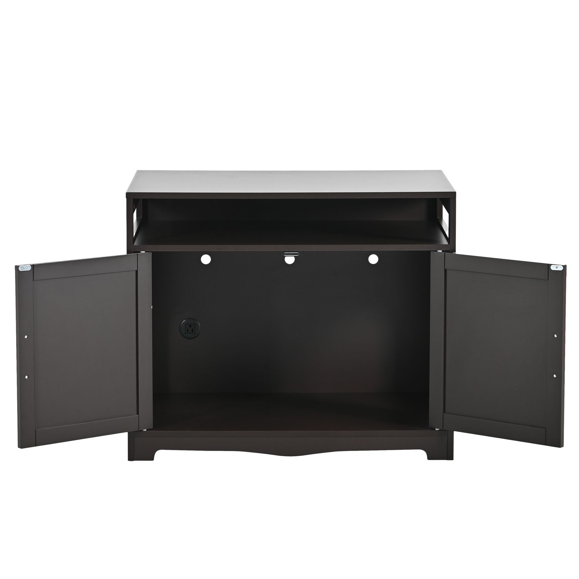 Multifunctional Litter Box Enclosure with Hidden Plug & Storage