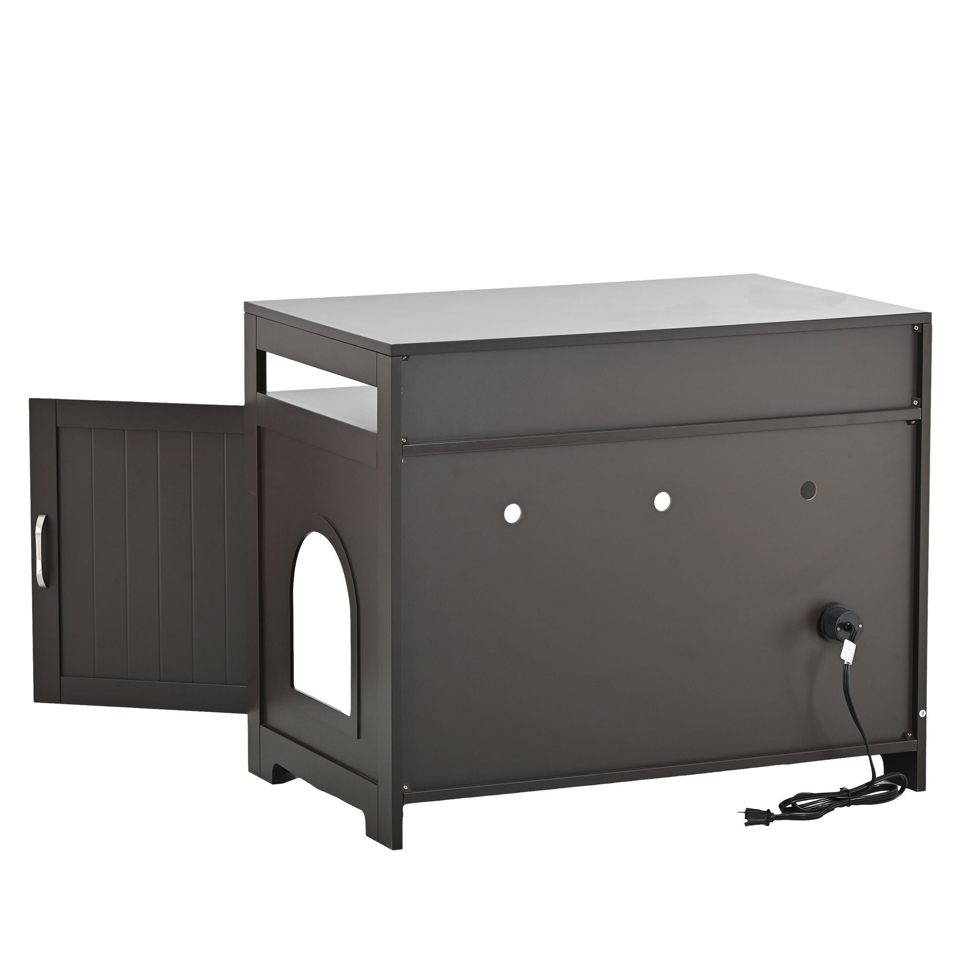 Multifunctional Litter Box Enclosure with Hidden Plug & Storage