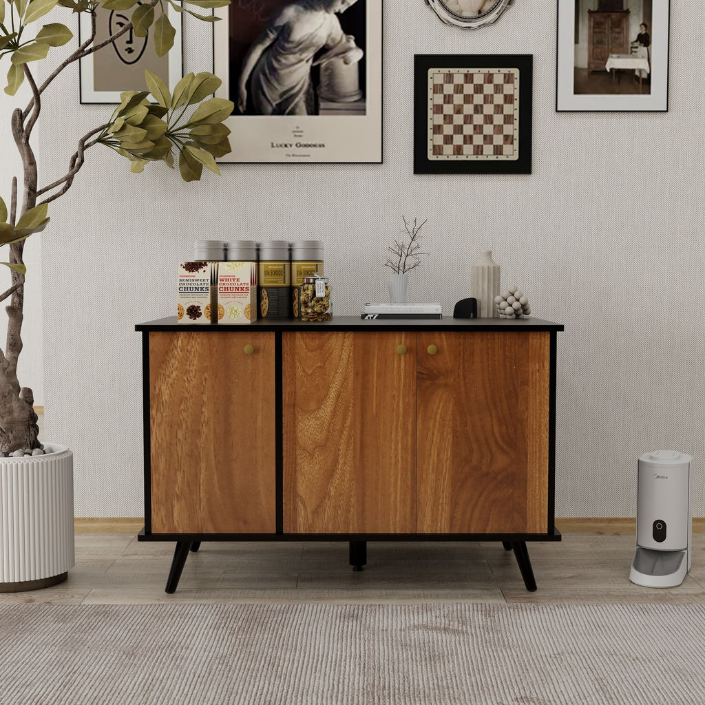 Multi-Functional Cat Litter Box Enclosure with Hidden Plug and 3 Doors