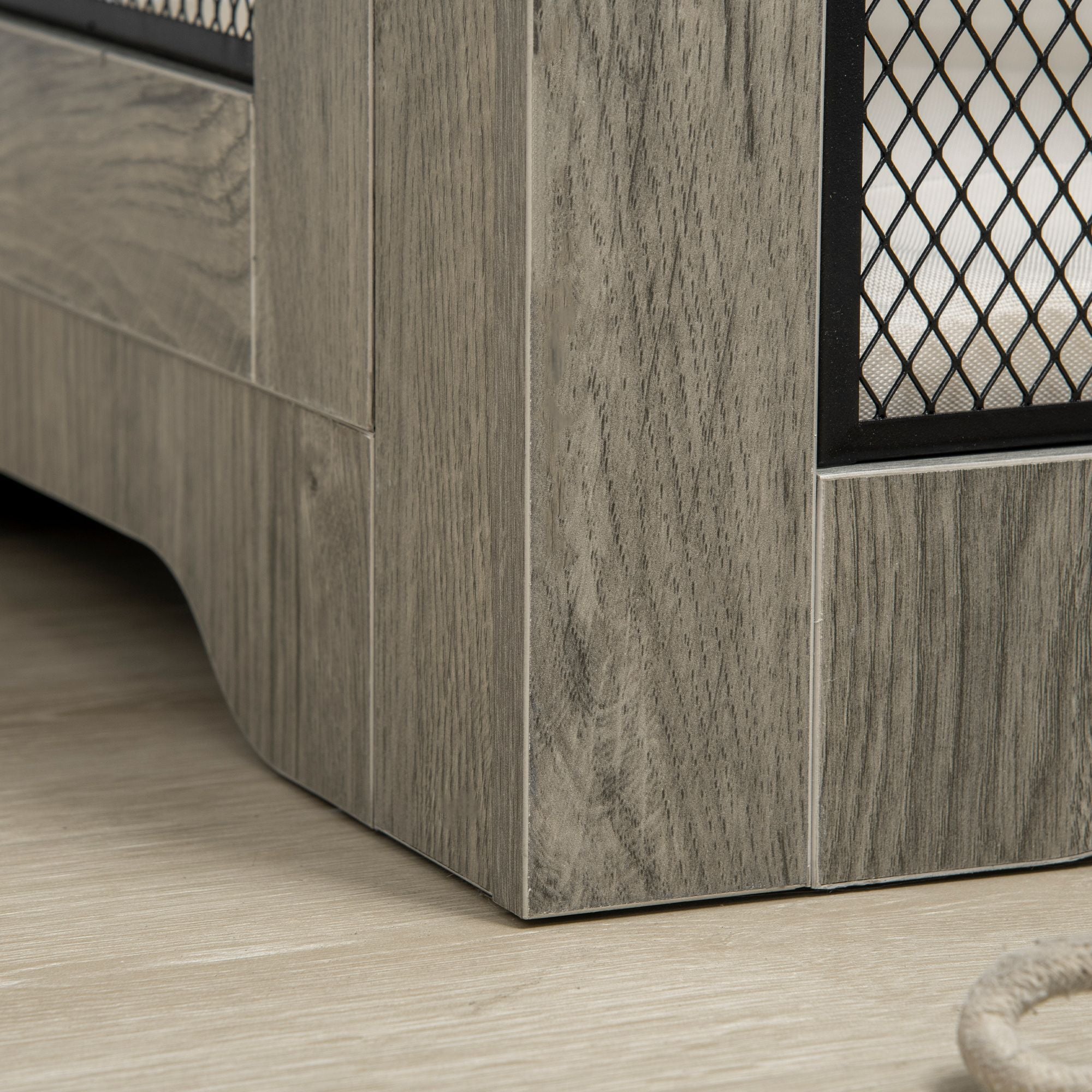Luxury Dog Crate Furniture with Cushion End Table with Drawer and Doors for Small Dogs Stylish Gray