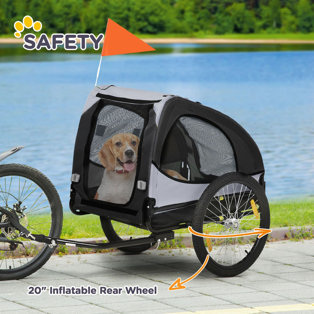 Medium Dog Bike Trailer with Hitch Coupler Quick Release Wheels Reflectors Safety Flag in Sleek Black