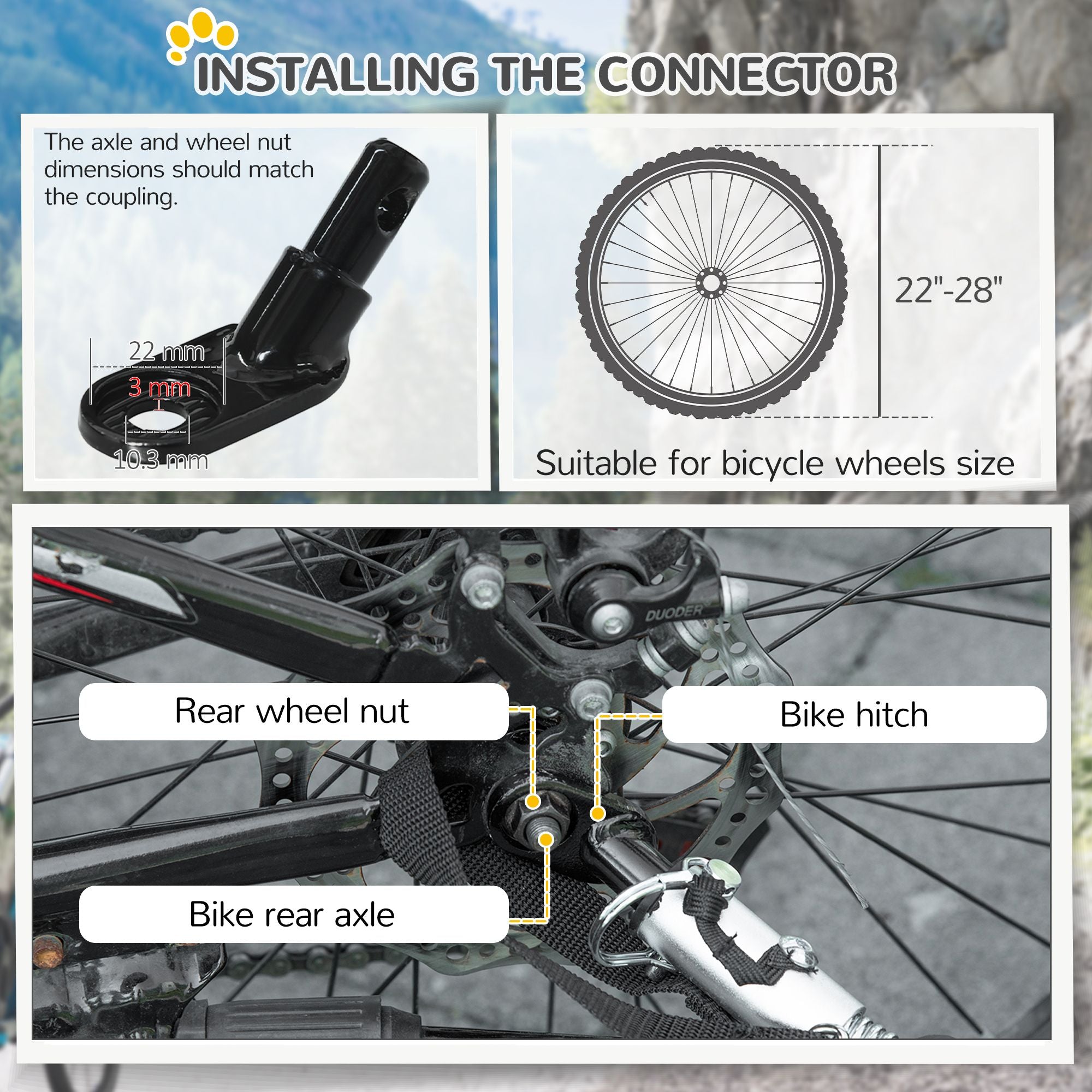 Medium Dog Bike Trailer with Hitch Coupler Quick Release Wheels Reflectors Safety Flag in Sleek Black