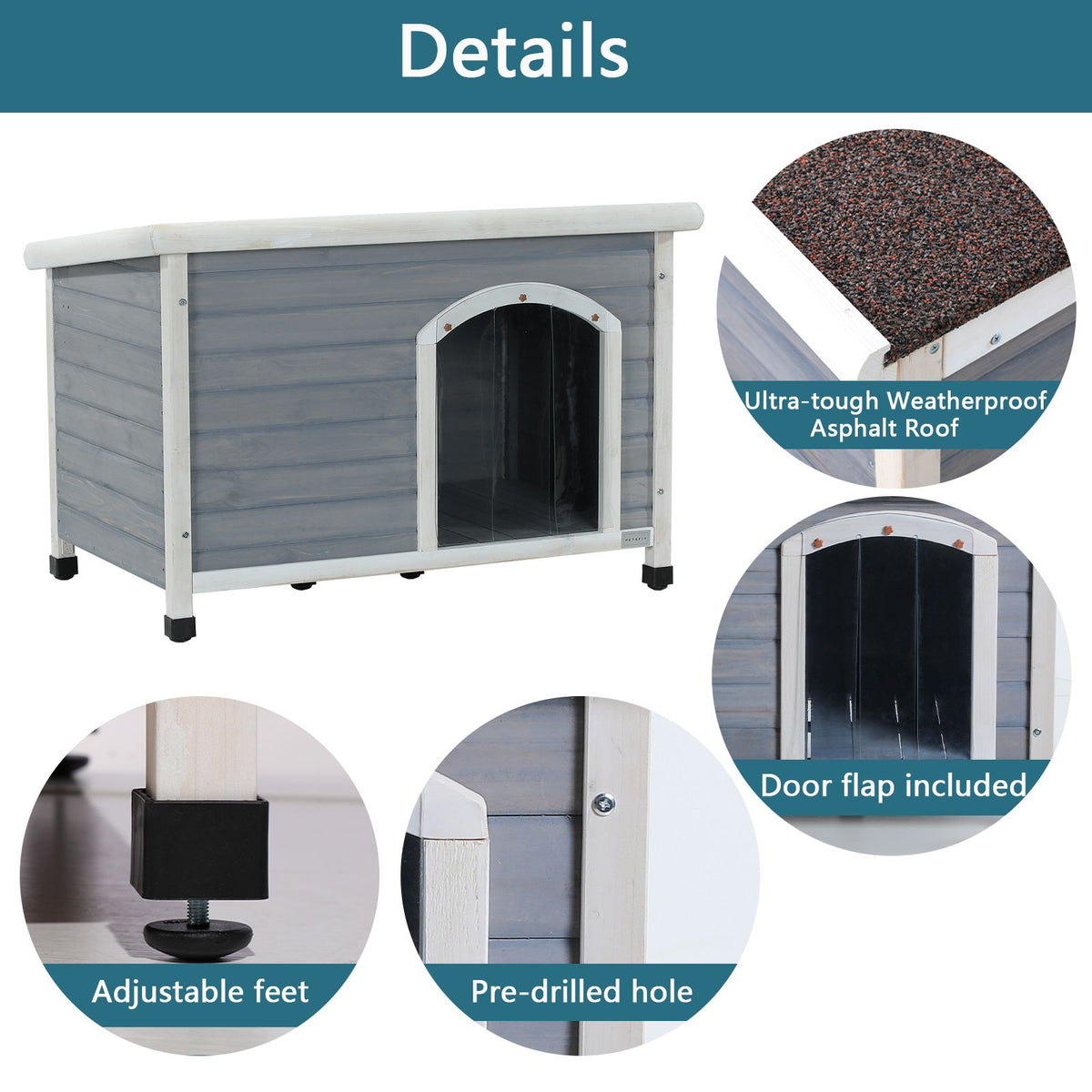 Medium furniture-style Outdoor Dog House – Weatherproof Roof, Elevated Floor, Adjustable