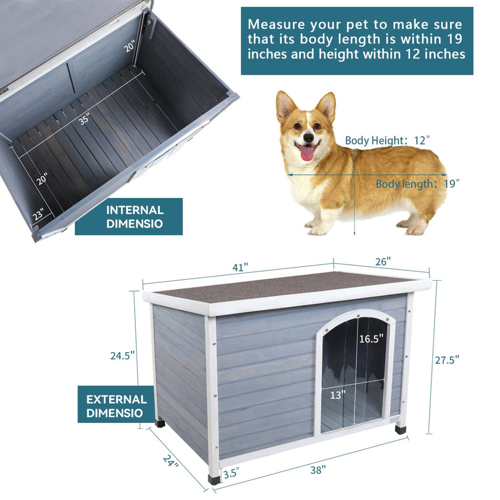 Medium furniture-style Outdoor Dog House – Weatherproof Roof, Elevated Floor, Adjustable