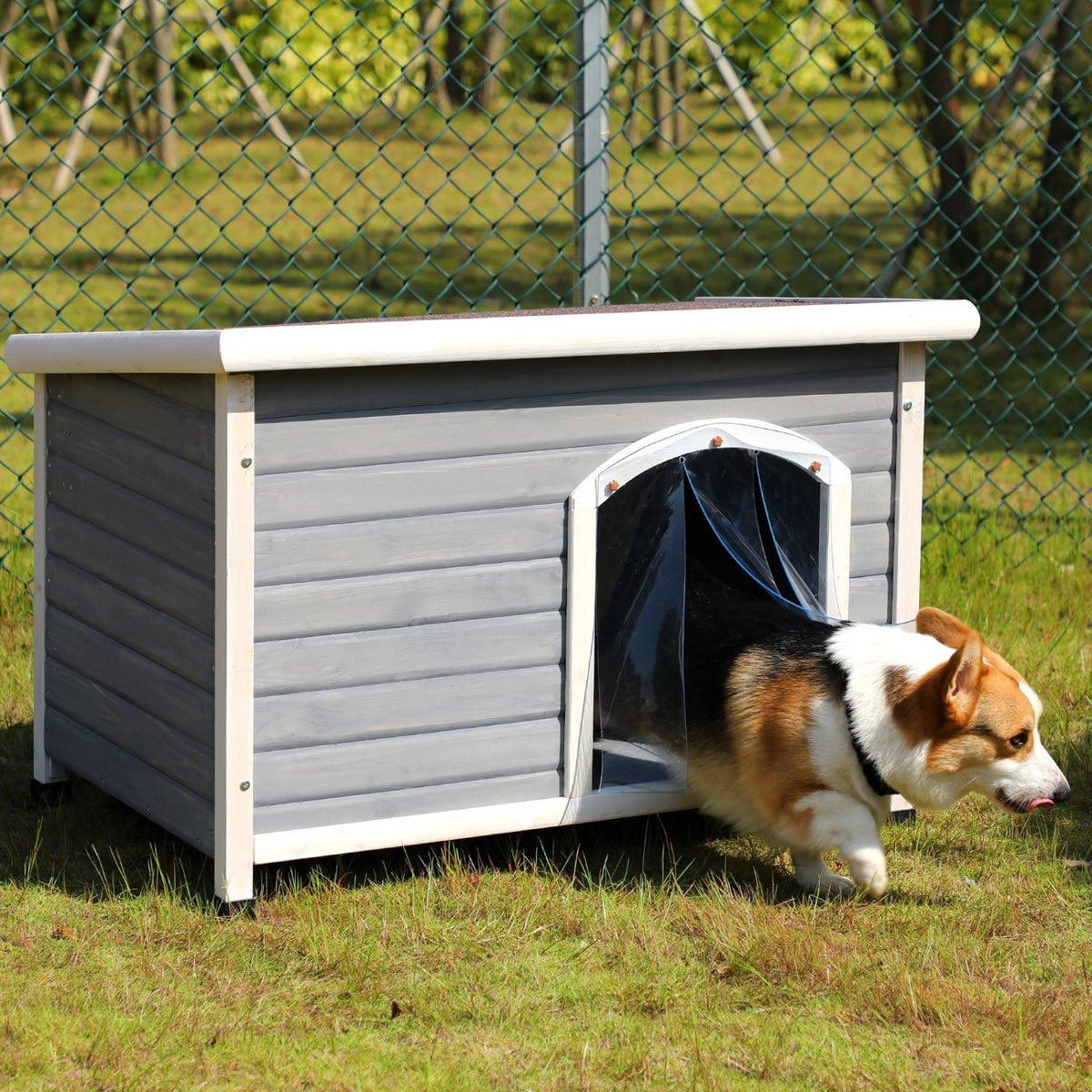 Medium furniture-style Outdoor Dog House – Weatherproof Roof, Elevated Floor, Adjustable