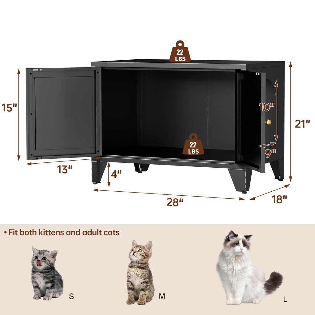 Concealed Cat Litter Box Cabinet: Modern structured Frame, Side Entry, Multi-Purpose Storage