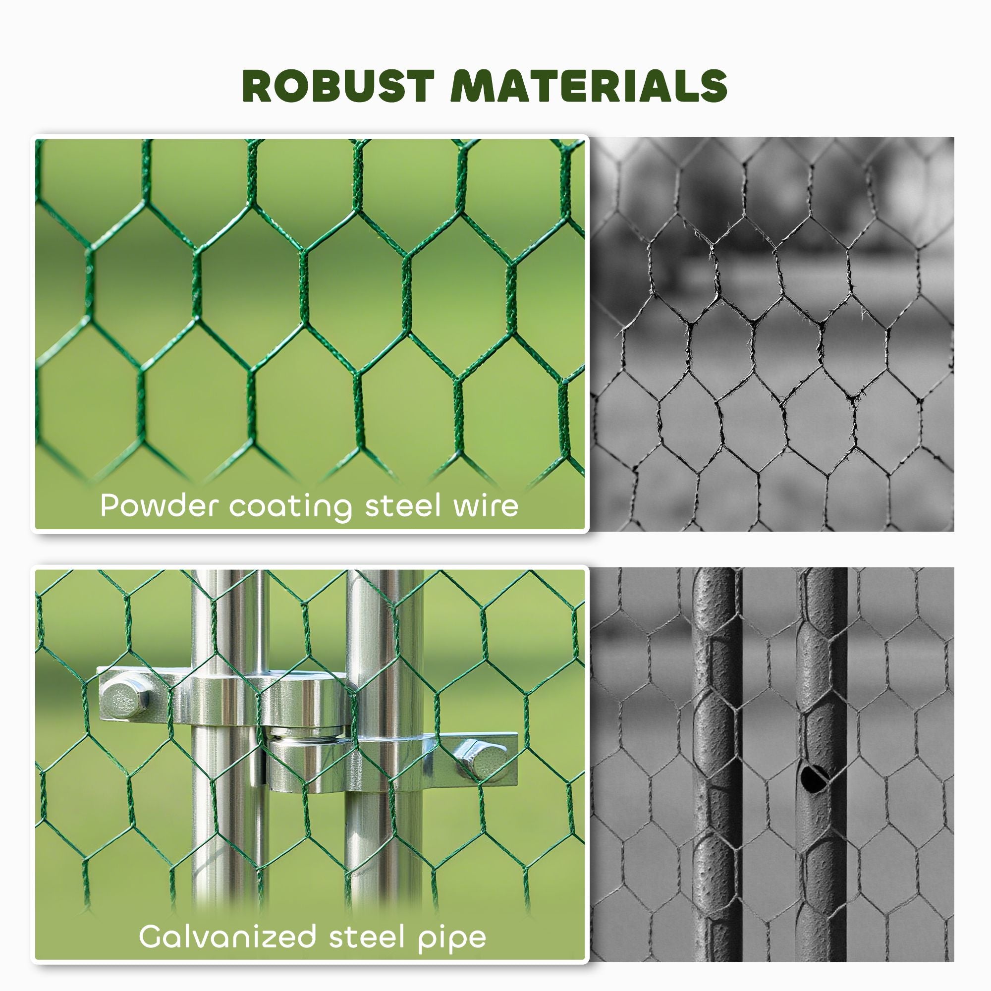 Metal Chicken Coop, 26' x 10' x 6.4' Large Chicken Run with Feeding Door, Waterproof Cover, Hanging Feeder, Perch