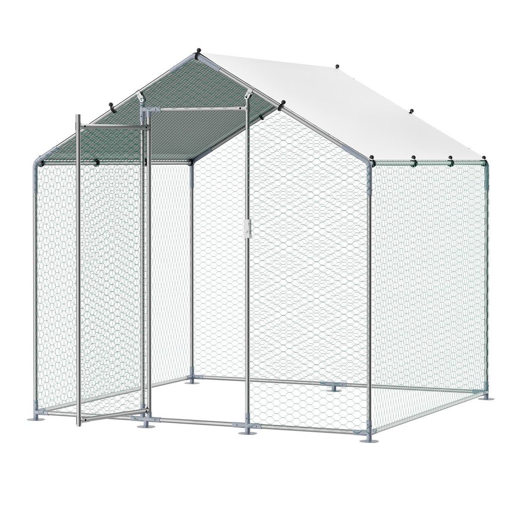 Walk-in Chicken Coop with Spire Roof and Security Lock