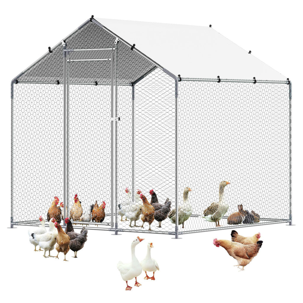Walk-in Chicken Coop with Spire Roof and Security Lock