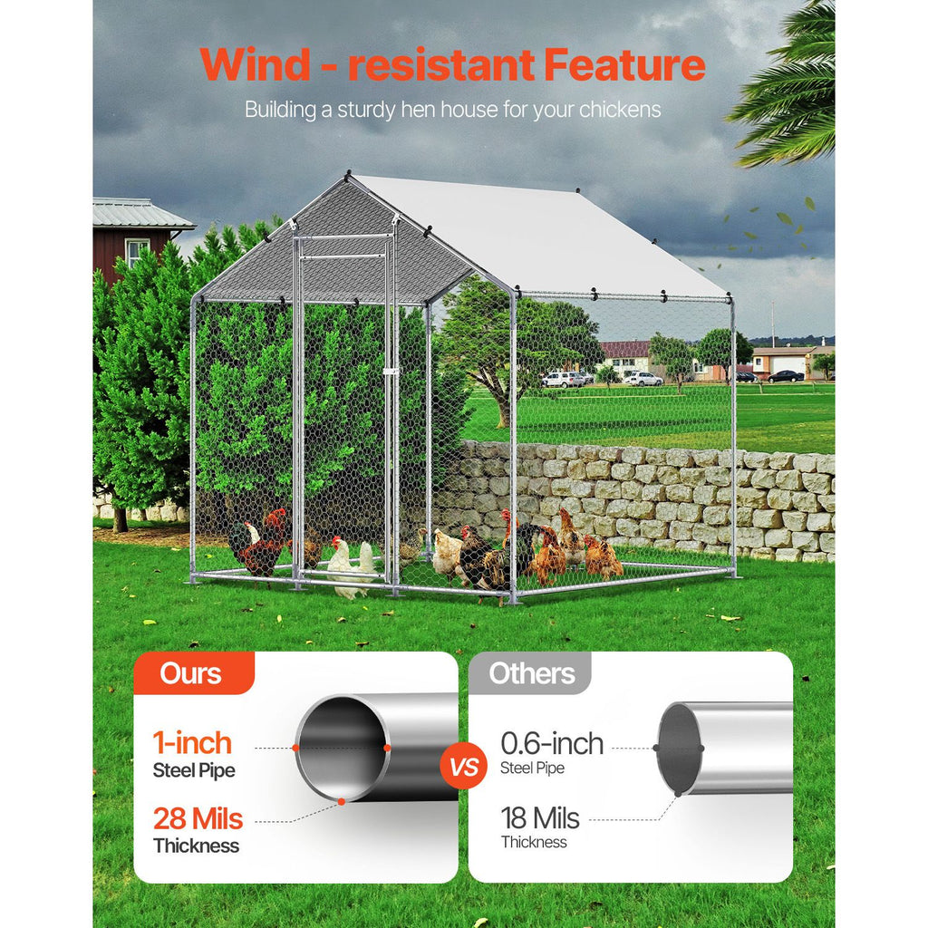 Walk-in Chicken Coop with Spire Roof and Security Lock