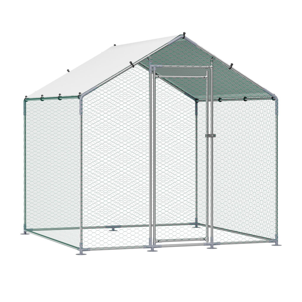 Walk-in Chicken Coop with Spire Roof and Security Lock