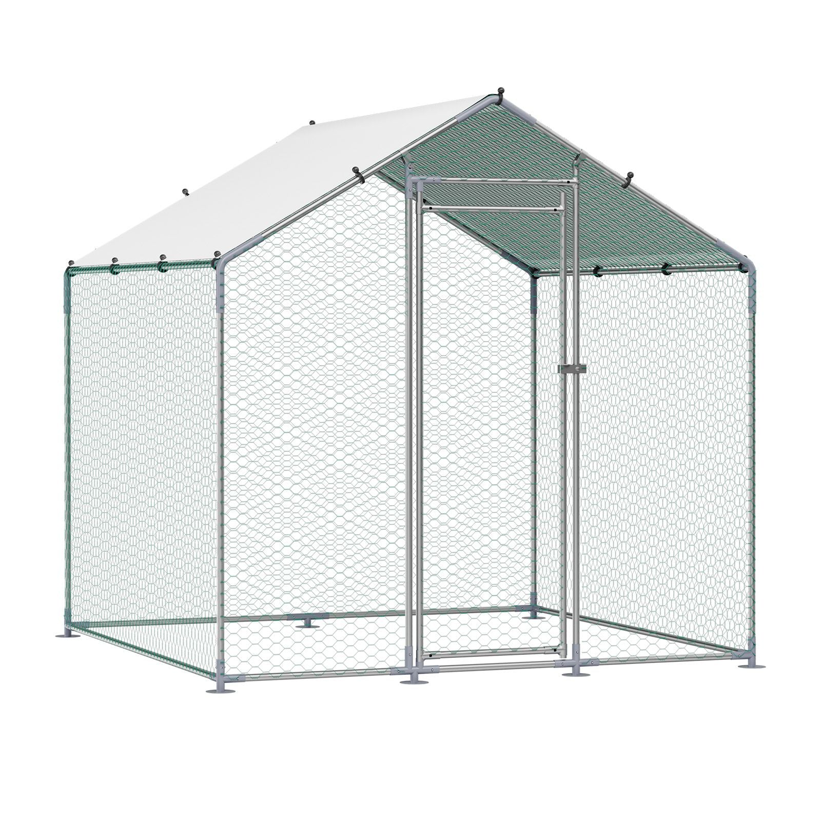 Walk-in Chicken Coop with Spire Roof and Security Lock