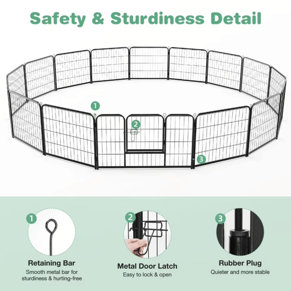 Metal Dog Playpen, 24 inch Height 8 Panels Pet Fence, Foldable Dog Pen for Indoor Outdoor