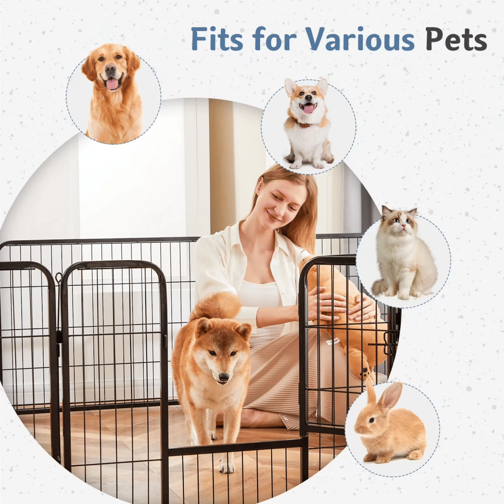 Metal Dog Playpen, 24 inch Height 8 Panels Pet Fence, Foldable Dog Pen for Indoor Outdoor
