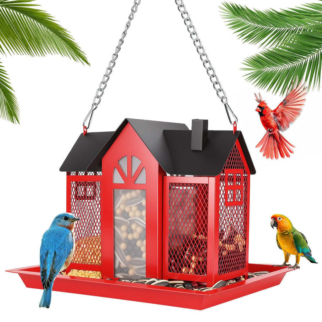 Classic Barn structured Hanging Bird Feeder with Visible Window