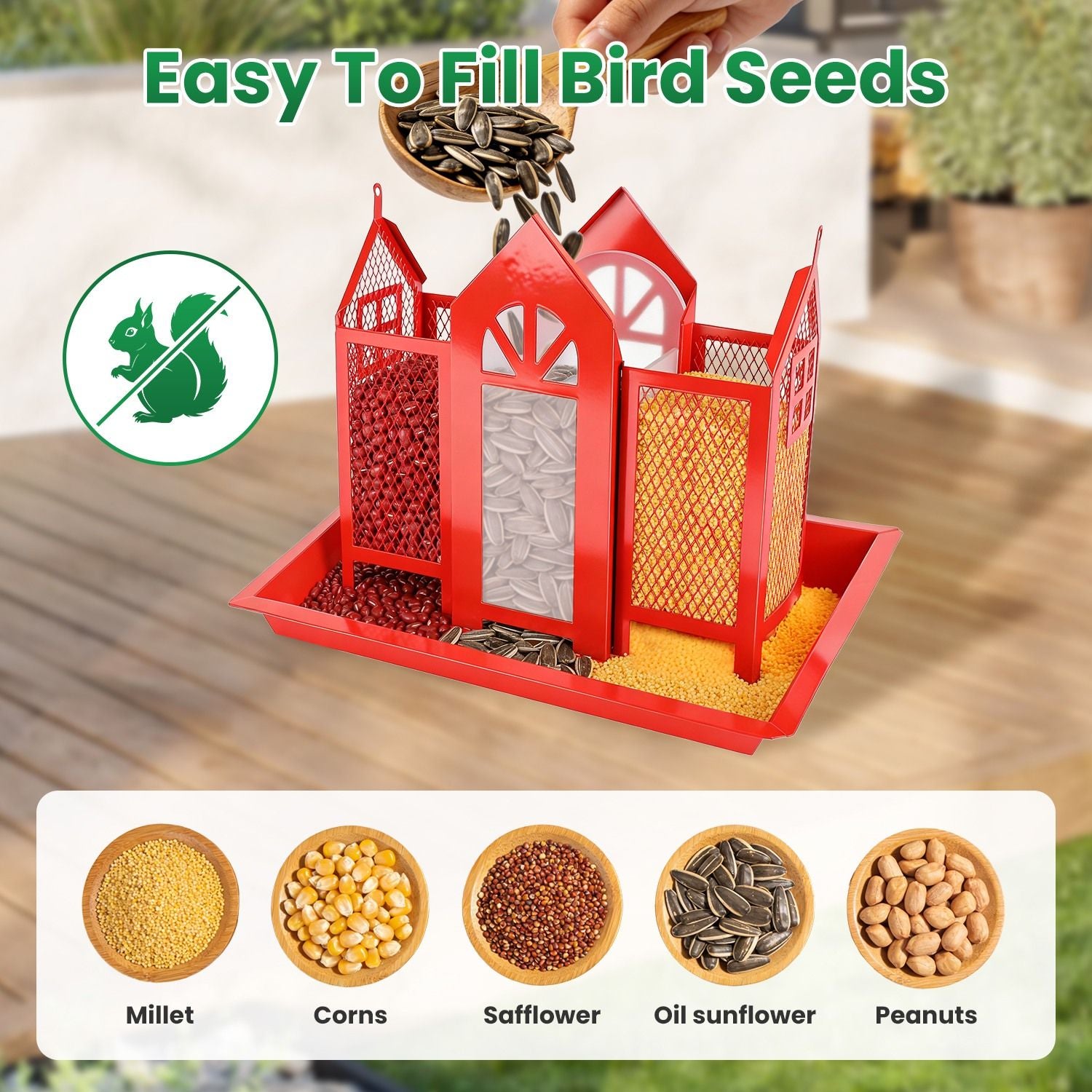 Classic Barn structured Hanging Bird Feeder with Visible Window