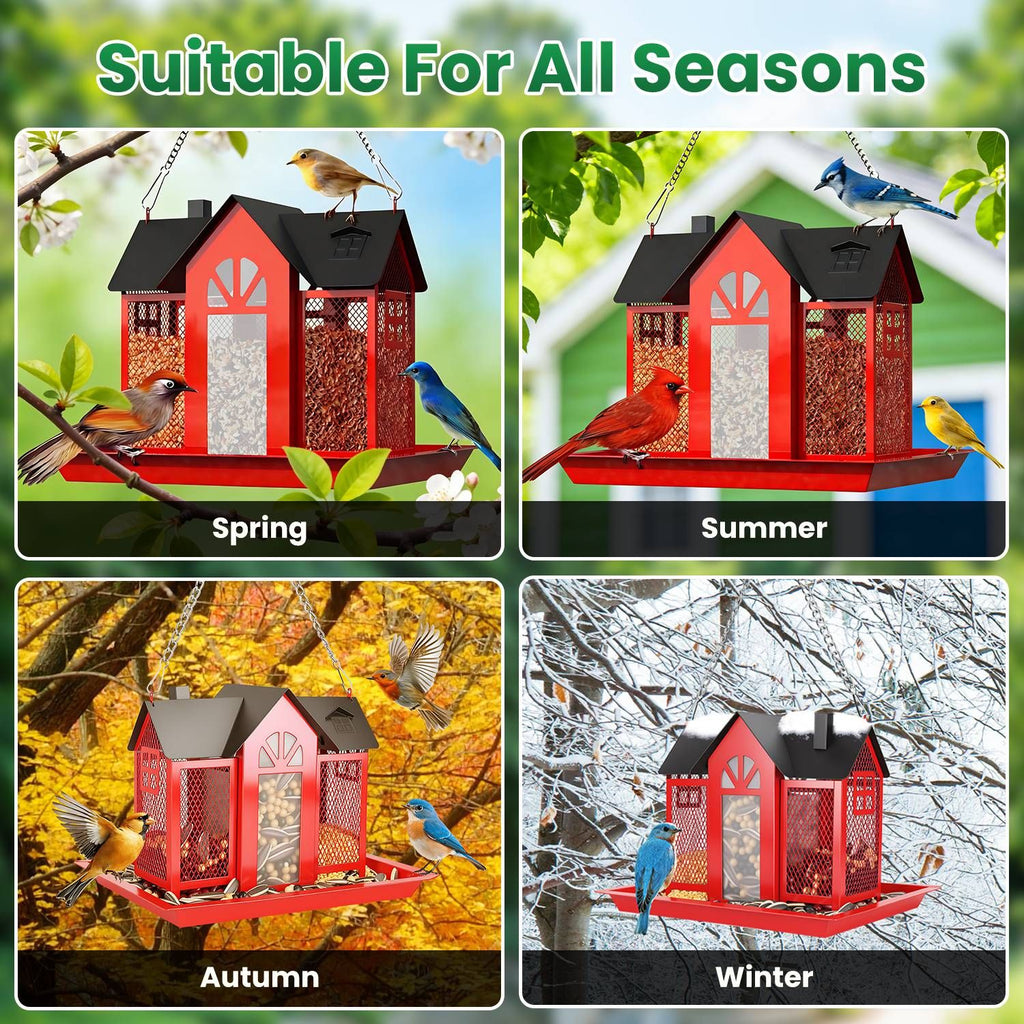 Classic Barn structured Hanging Bird Feeder with Visible Window
