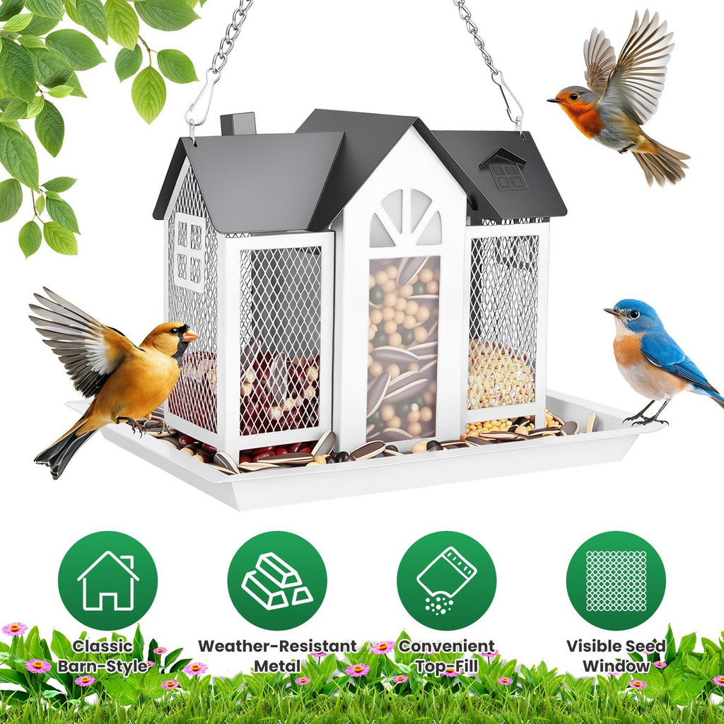Classic Barn structured Hanging Bird Feeder with Visible Window