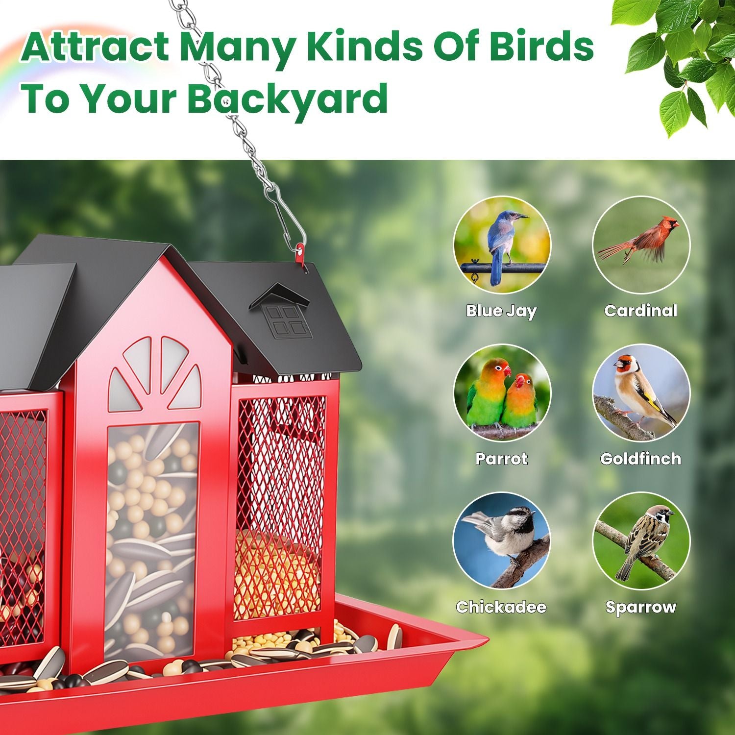 Classic Barn structured Hanging Bird Feeder with Visible Window