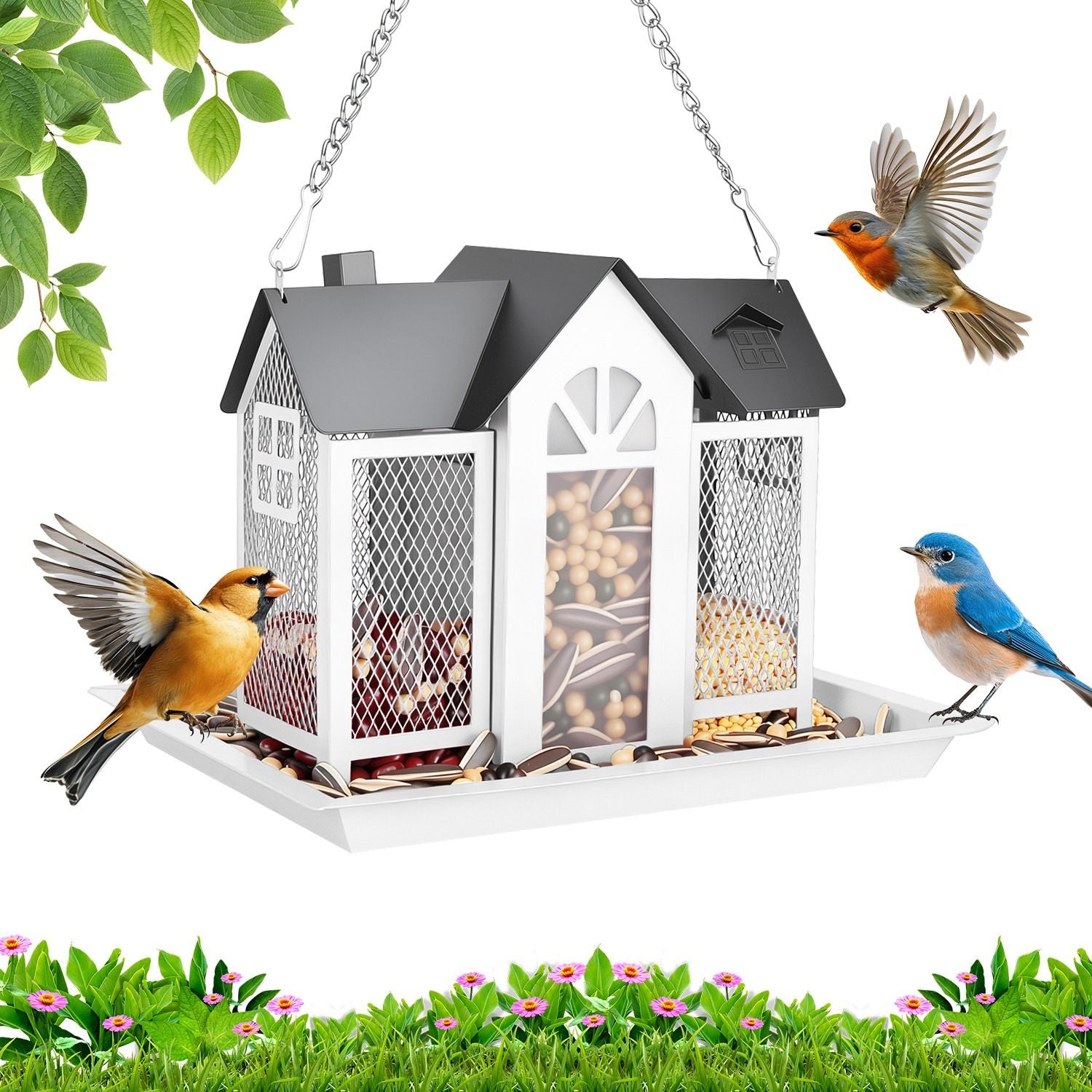 Classic Barn structured Hanging Bird Feeder with Visible Window