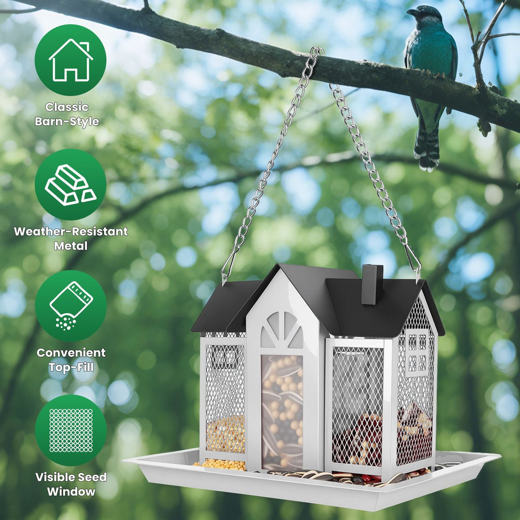 Classic Barn structured Hanging Bird Feeder with Visible Window