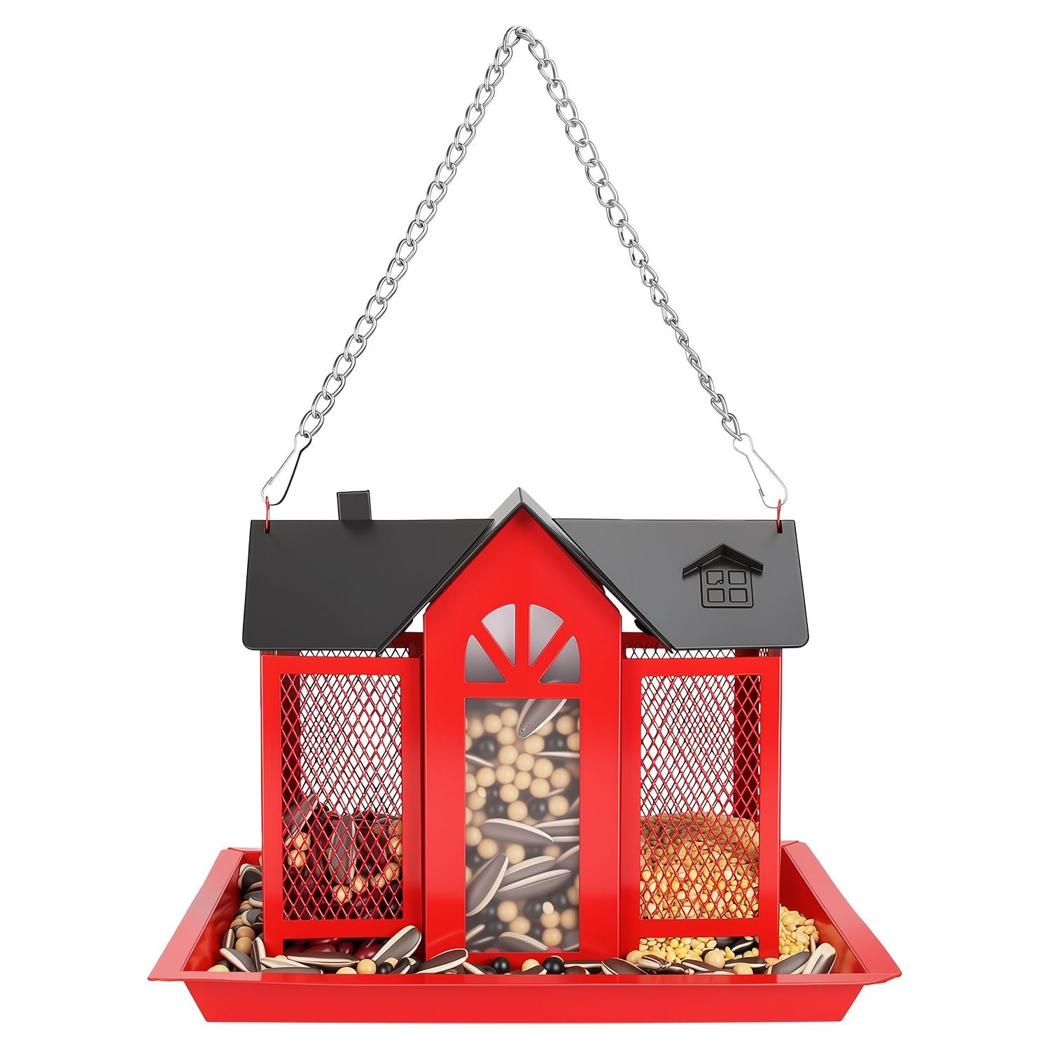 Classic Barn structured Hanging Bird Feeder with Visible Window