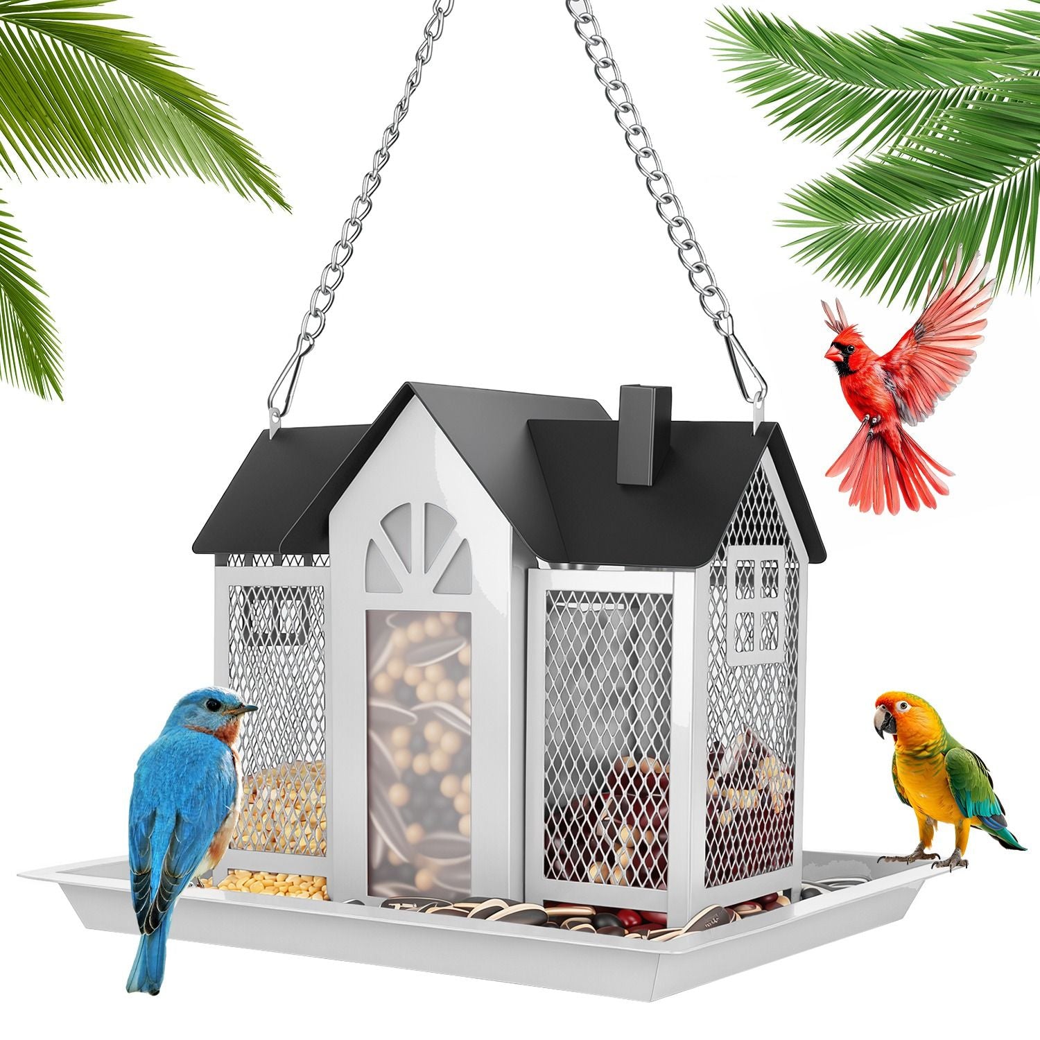 Classic Barn structured Hanging Bird Feeder with Visible Window
