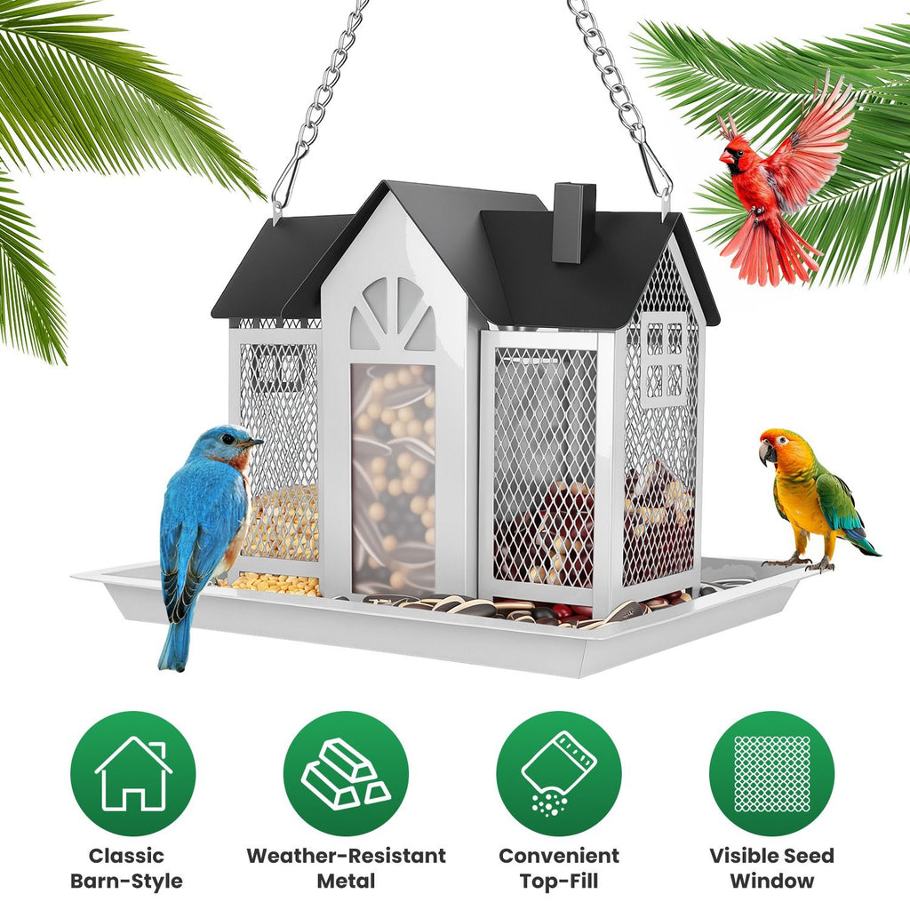 Classic Barn structured Hanging Bird Feeder with Visible Window