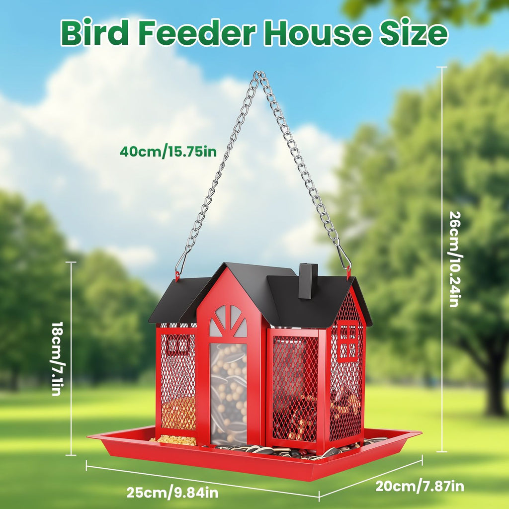Classic Barn structured Hanging Bird Feeder with Visible Window