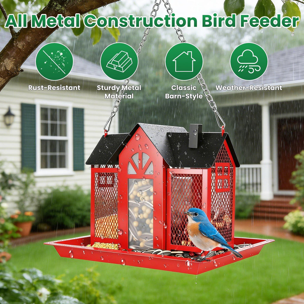 Classic Barn structured Hanging Bird Feeder with Visible Window