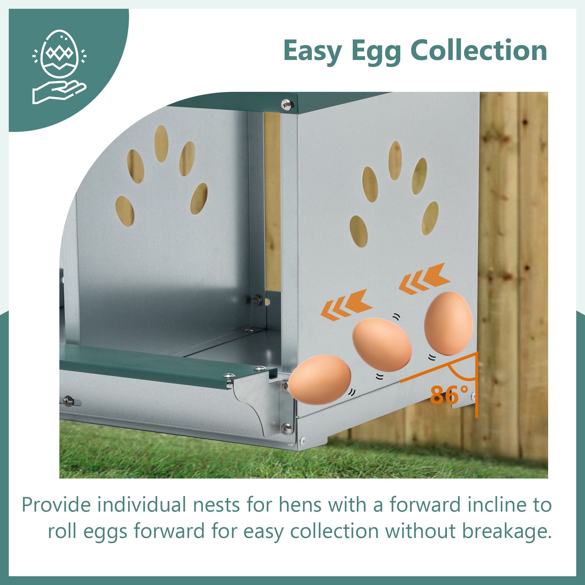 Galvanized structured 3-Compartment Nesting Box for Chickens – everyday & Easy to Assemble