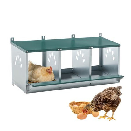 Metal Nesting Boxes for Chicken,3 Compartment Nesting Box,Galvanized steel Nesting Boxes for Hens, Easy to Assemble