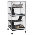 PawHut Rolling 4-Tier Small Animal Cage with Hammock & Removable Tray