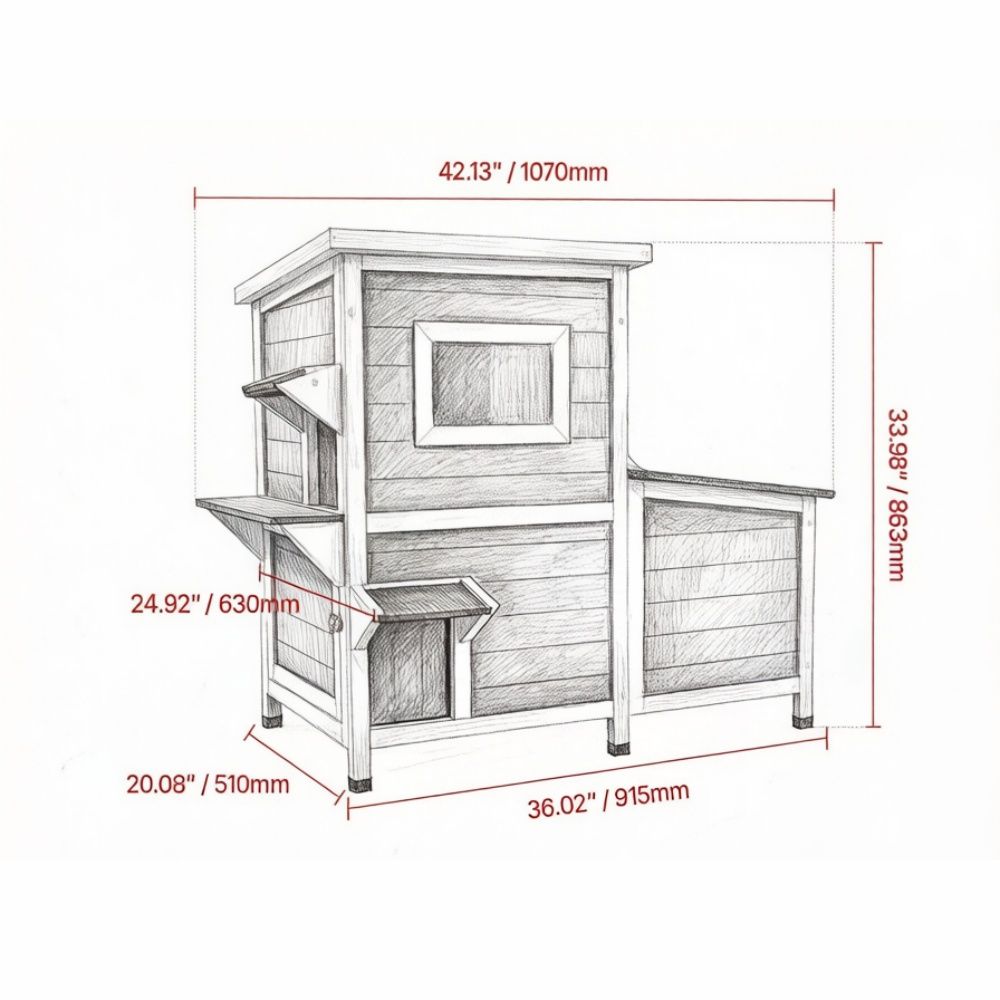 Minimalist Design Cat House with Easy to Clean and Removable Floor for Outdoor