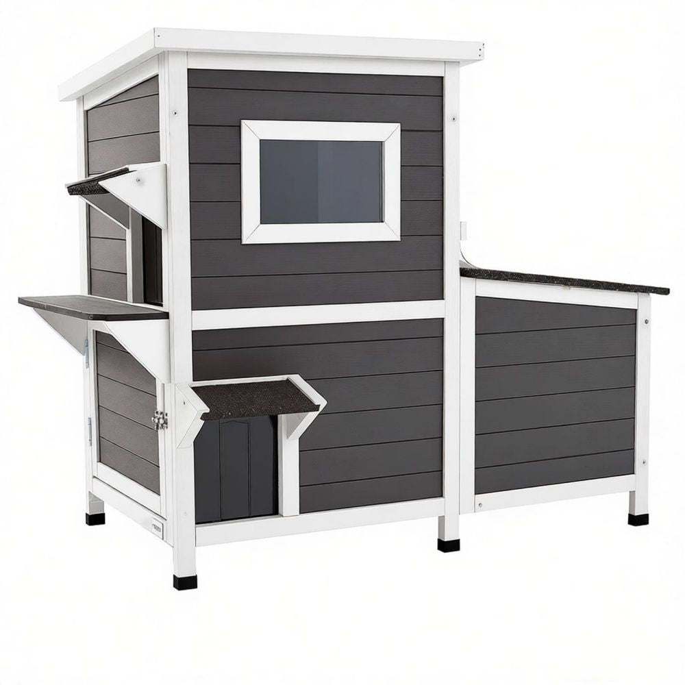 Minimalist Design Cat House with Easy to Clean and Removable Floor for Outdoor
