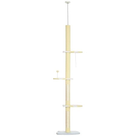 Adjustable Floor-to-Ceiling Cat Tree with 4 Platforms and Scratching Post