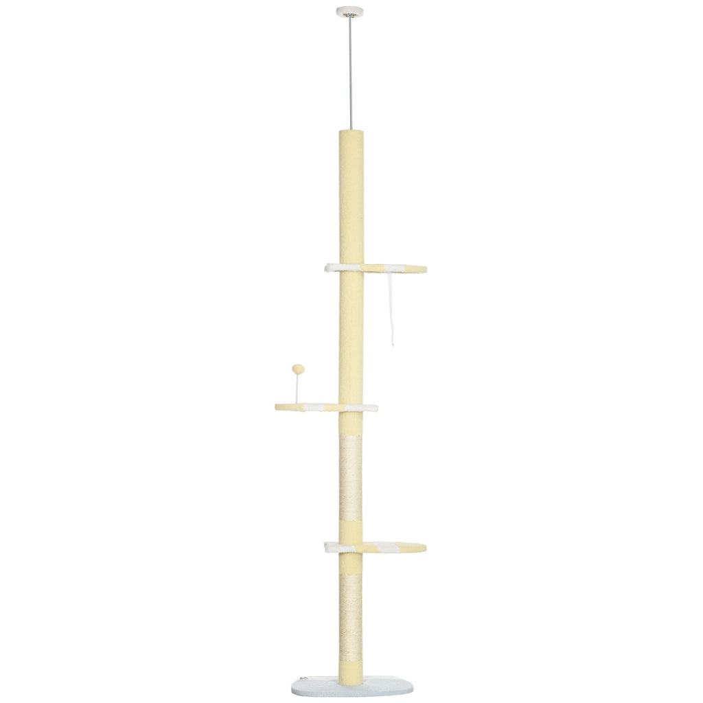 Adjustable Floor-to-Ceiling Cat Tree with 4 Platforms and Scratching Post