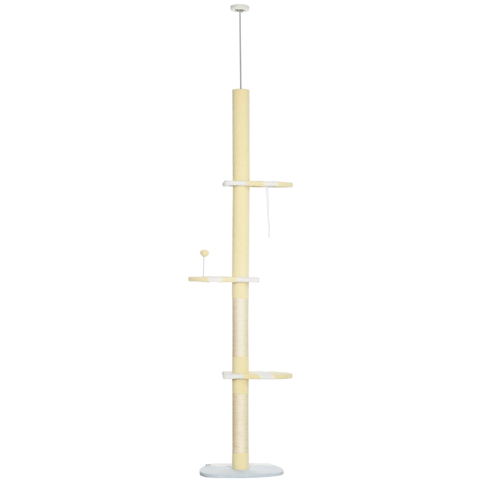 Adjustable Floor-to-Ceiling Cat Tree with 4 Platforms and Scratching Post