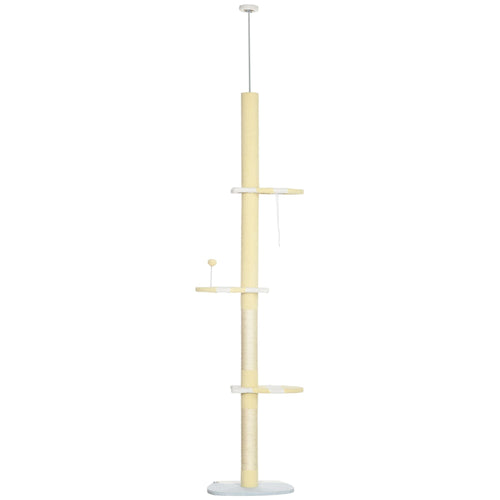 Adjustable Floor-to-Ceiling Cat Tree with 4 Platforms and Scratching Post