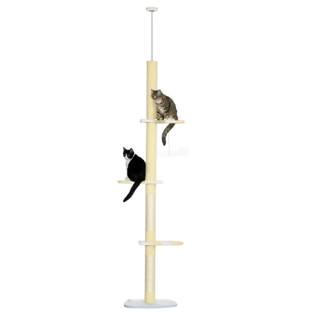Adjustable Floor-to-Ceiling Cat Tree with 4 Platforms and Scratching Post