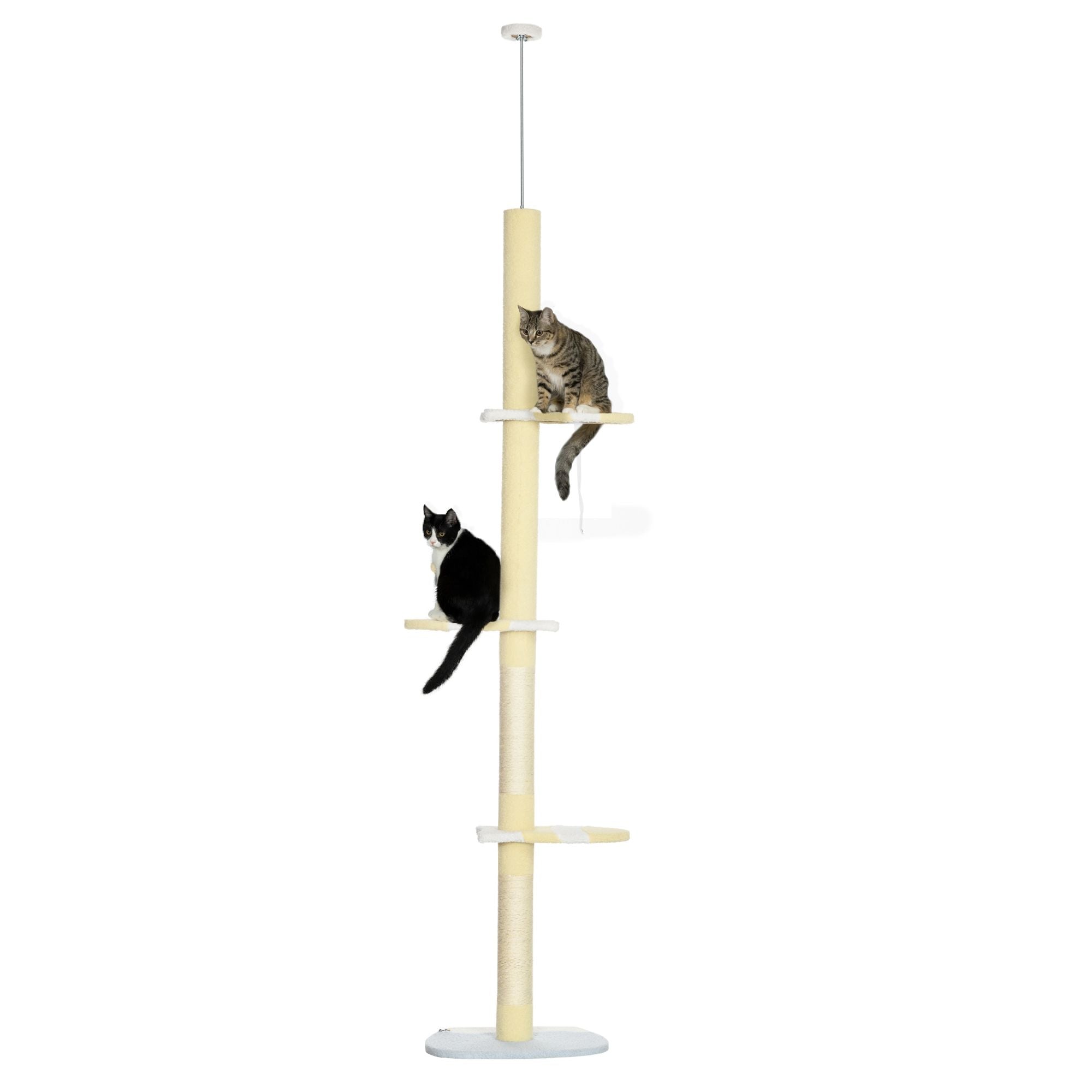 Adjustable Floor-to-Ceiling Cat Tree with 4 Platforms and Scratching Post