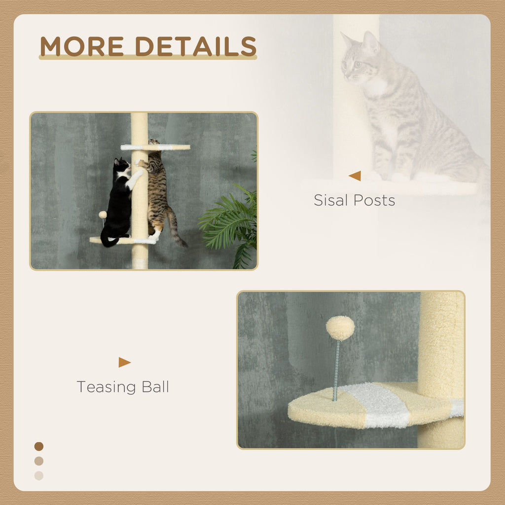 Adjustable Floor-to-Ceiling Cat Tree with 4 Platforms and Scratching Post